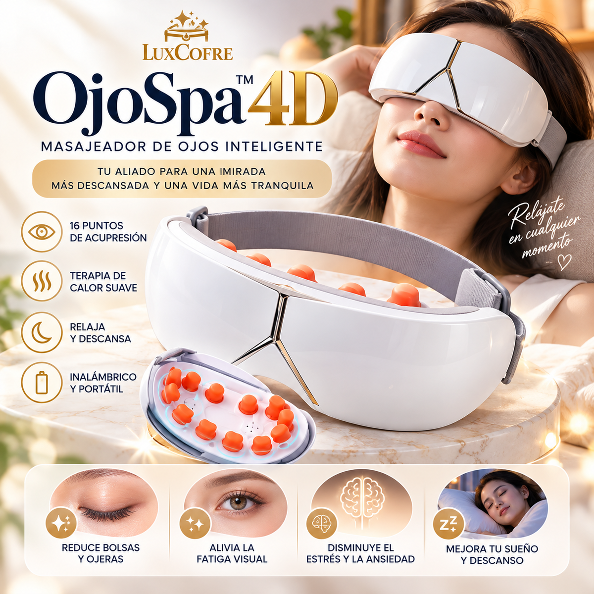 OjoSpa™ 4D – Masajeador de Ojos con Calor y Vibración